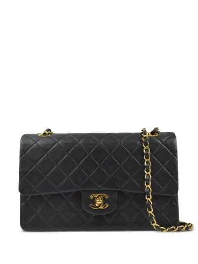 Pre-owned Chanel 1992 Classic Double Flap Medium Shoulder Bag In Black