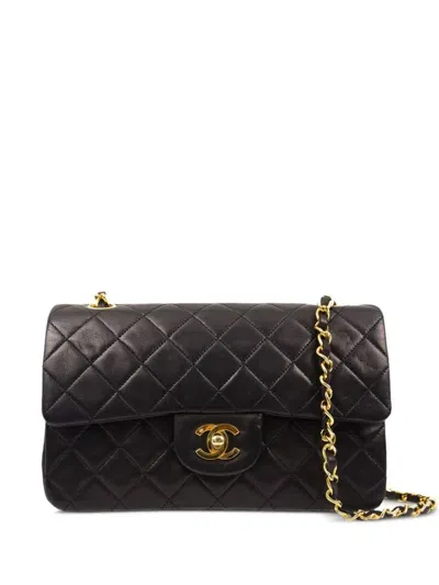 Pre-owned Chanel 1992 Small Double Flap Shoulder Bag In Schwarz