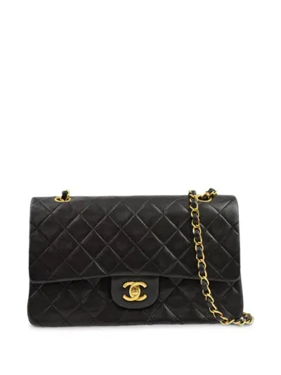 Pre-owned Chanel 1995 Classic Double Flap Medium Shoulder Bag In Black