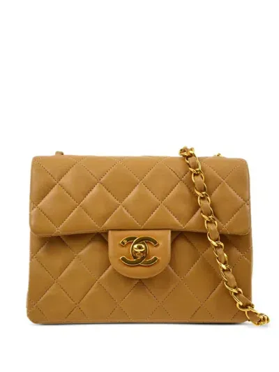 Pre-owned Chanel 1997 Classic Square Flap Mini Shoulder Bag In Neutrals