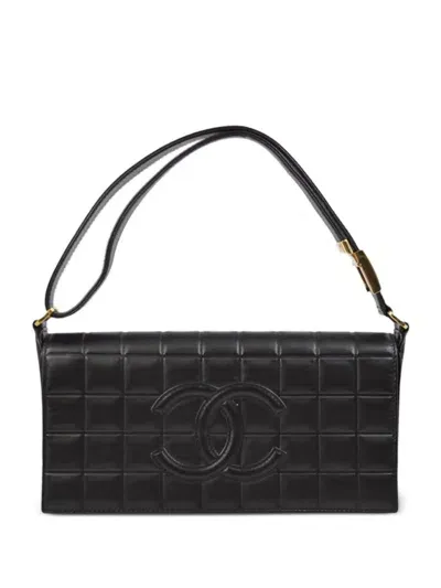 Pre-owned Chanel 2002 Choco Bar Shoulder Bag In Black