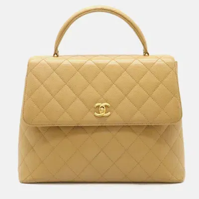 Pre-owned Chanel Beige Caviar Skin Leather Matelasse Coco Mark Handbag