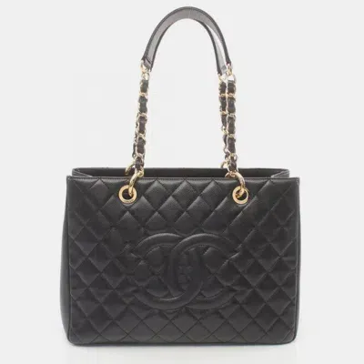 Pre-owned Chanel Black Caviar Skin (grained Calf) Matelasse Grand Gst Tote Bag