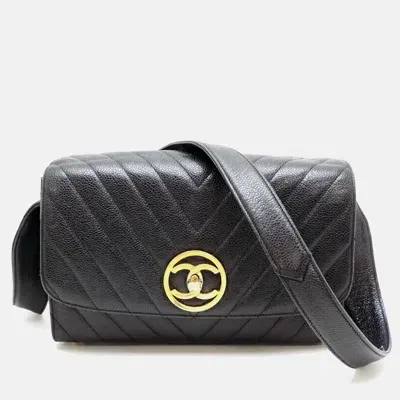 Pre-owned Chanel Black Caviar Skin V-stitch Bag