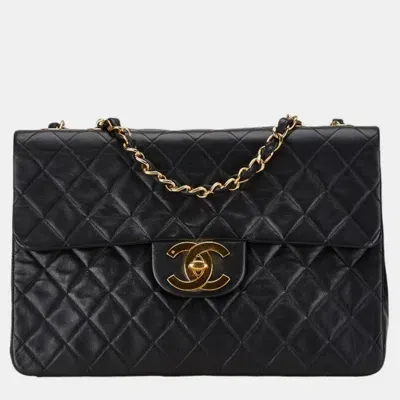 Pre-owned Chanel Black Lambskin Matelasse 33 Coco Mark Chain Shoulder Bag