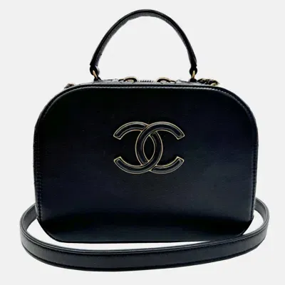 Pre-owned Chanel Black Leather Coco Mark Small Vanity Bag