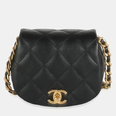 Pre-owned Chanel Black Quilted Lambskin Mini Coco Mail Clutch With Chain