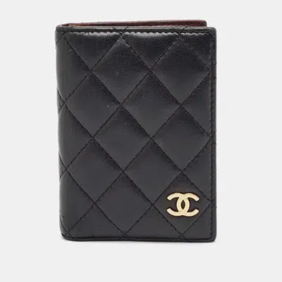 Pre-owned Chanel Black Quilted Leather Bifold Card Holder