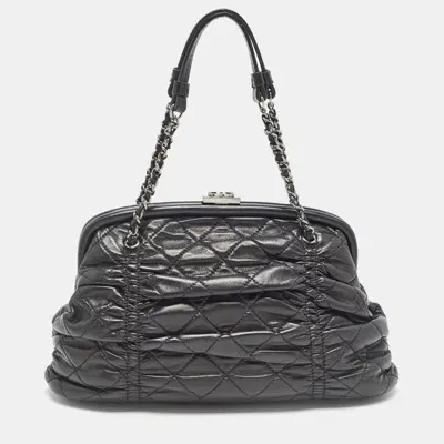 Pre-owned Chanel Black Quilted Leather Sharpei Frame Bag