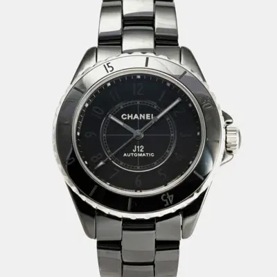 Pre-owned Chanel Black Stainless Steel Ceramic J12 H6185 Automatic Men's Wristwatch 38 Mm