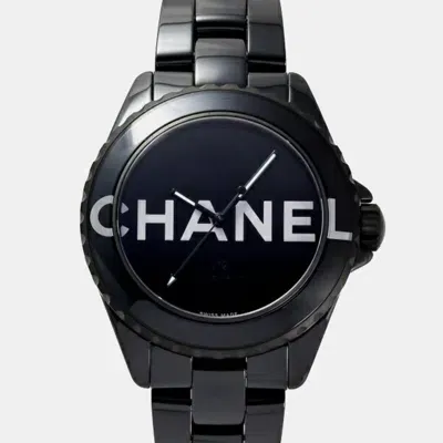 Pre-owned Chanel Black Stainless Steel Ceramic J12 H7418 Automatic Men's Wristwatch 38 Mm