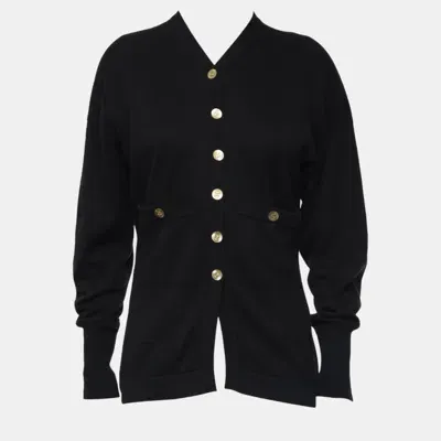 Pre-owned Chanel Cc Logo Button Cardigan In Black