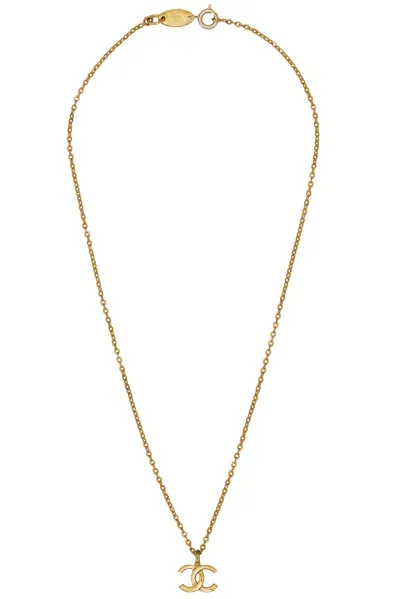 Pre-owned Chanel Coco Mark Pendant Necklace In Gold