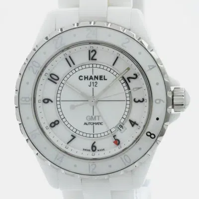 Pre-owned Chanel White Ceramic J12 H2126 Automatic Men's Wristwatch 42 Mm