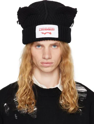 Charles Jeffrey Loverboy Chunky Ears Wool Blend Beanie In Black