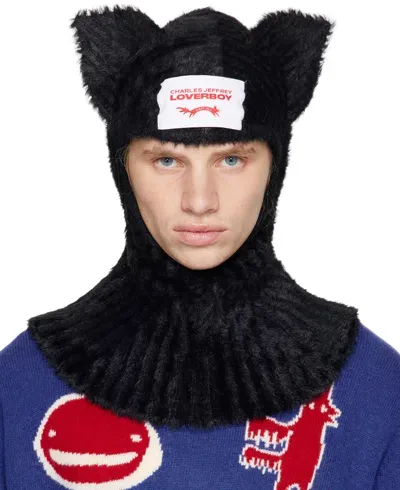 Charles Jeffrey Loverboy Black Fluffy Ears Balaclava In Blk