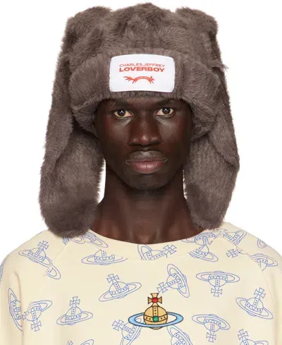 Charles Jeffrey Loverboy Brown Fluffy Chunky Rabbit Beanie In Brw