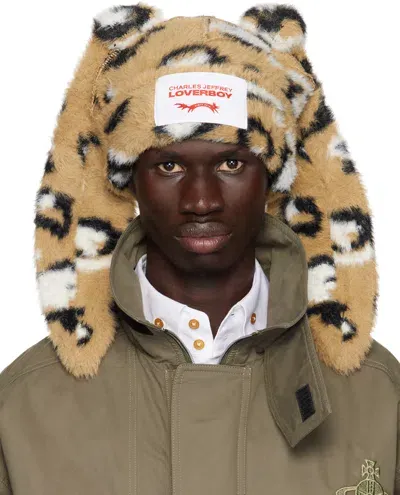 Charles Jeffrey Loverboy Brown Fluffy Chunky Rabbit Beanie In Brw