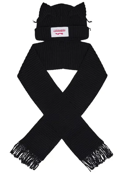 Charles Jeffrey Loverboy Chunky Ears Beanie Scarf In Black