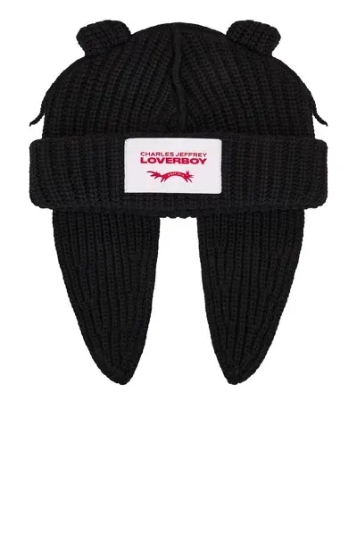 Charles Jeffrey Loverboy Chunky Rabbit Beanie In Black