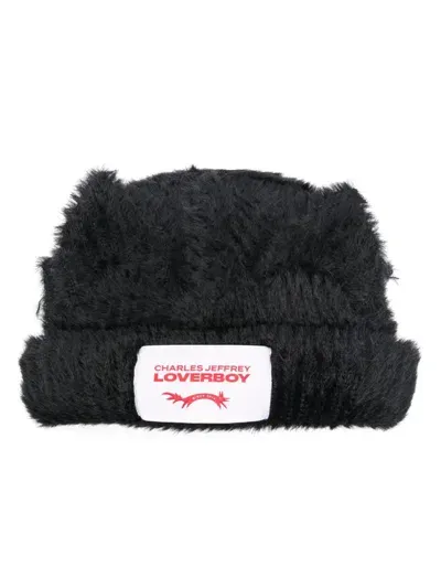 Charles Jeffrey Loverboy Fluffy Chunky Ears Beanie In Black