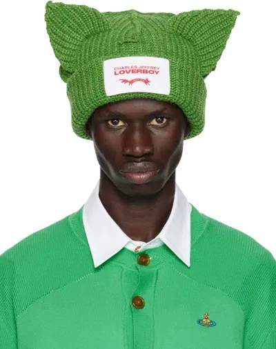 Charles Jeffrey Loverboy Green Chunky Ears Beanie In Grn