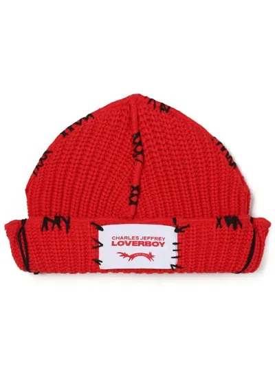 Charles Jeffrey Loverboy Carolean Cotton Beanie In Red,black