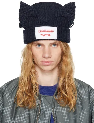 Charles Jeffrey Loverboy Navy Chunky Ears Beanie