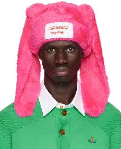 Charles Jeffrey Loverboy Pink Fluffy Chunky Rabbit Beanie In Pnk