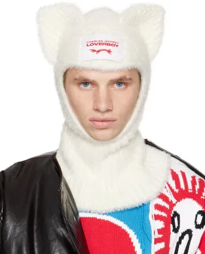 Charles Jeffrey Loverboy White Fluffy Rabbit Balaclava In Wht