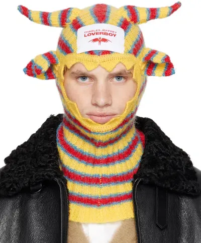 Charles Jeffrey Loverboy Yellow & Red Mohair Croco Balaclava In Ylwblu