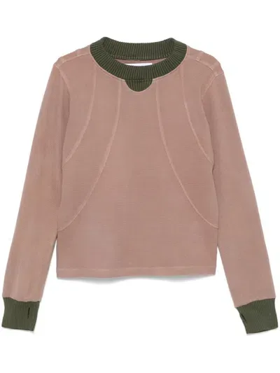 Charlie Constantinou Panelled Waffle Sweatshirt In Braun