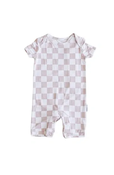 Charlie Lou Baby Kids' ® Checkered Snap Shortie Romper In Beige & White