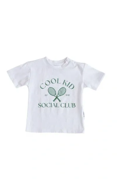 Charlie Lou Baby ® Cool Kid Club Crew Neck T-shirt With Shoulder Snaps In White