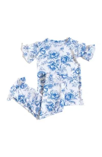 Charlie Lou Baby ® Secret Garden Toile Ruffle Pajama Set In Blue