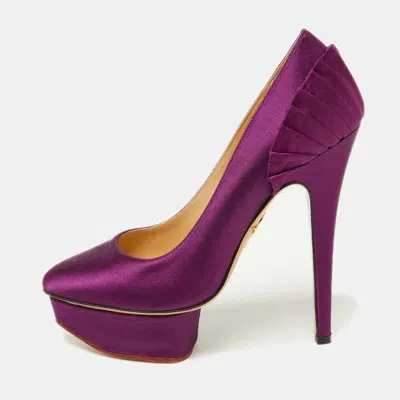 Pre-owned Charlotte Olympia Purple Satin Platform Pumps Size 36