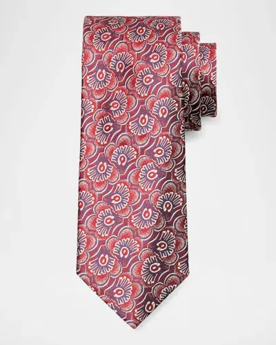 Charvet Men's Abstract Feather-print Silk Tie In Pink