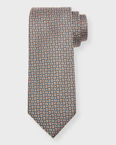 Charvet Men's Silk Micro-geometric Tie In Orange