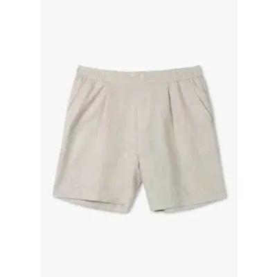 Che Mens Linen Shorts In Oat In Beige Fabric