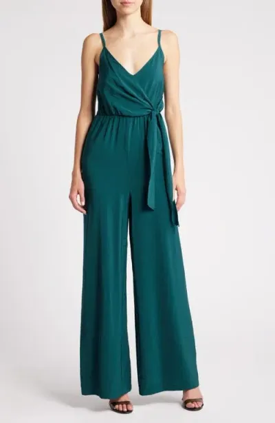 Chelsea28 Side Tie Wide Leg Jumpsuit In Green Ponderosa