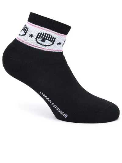 Chiara Ferragni Eyelike Intarsia Knit Socks In Black