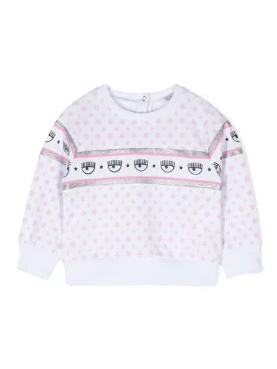 Chiara Ferragni Babies' Logomania Glitter-detail Sweatshirt In White