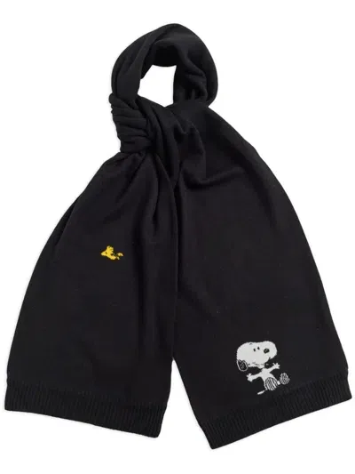 Chinti & Parker Snoopy & Woodstock Scarf In Black