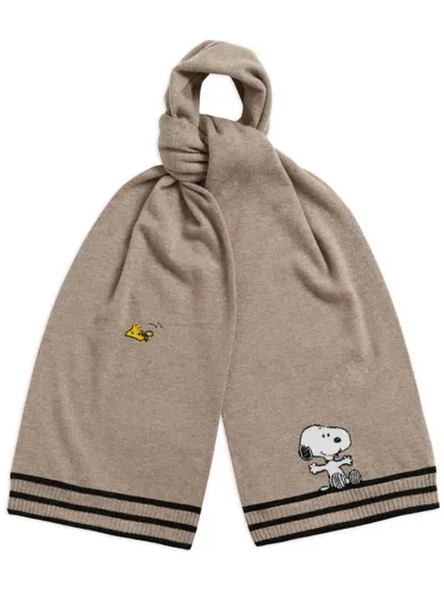 Chinti & Parker Snoopy & Woodstock Scarf In Neutrals