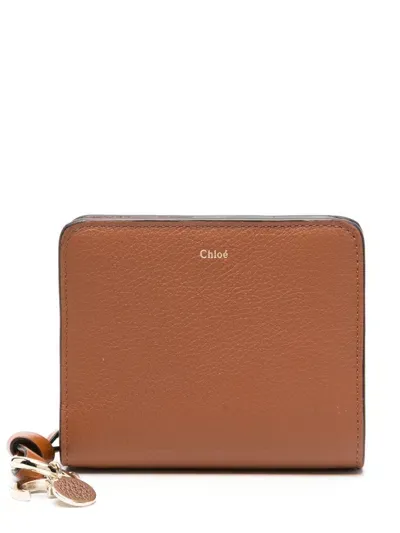 Chloé Alphabet Compact Wallet In Braun