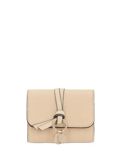 Chloé Leather Alphabet Wallet In Neutrals