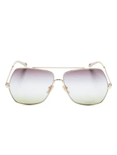 Chloé Aly Sunglasses In Gold