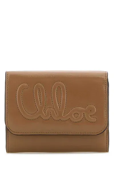 Chloé Antiqued Pink Leather Wallet In Woodrose