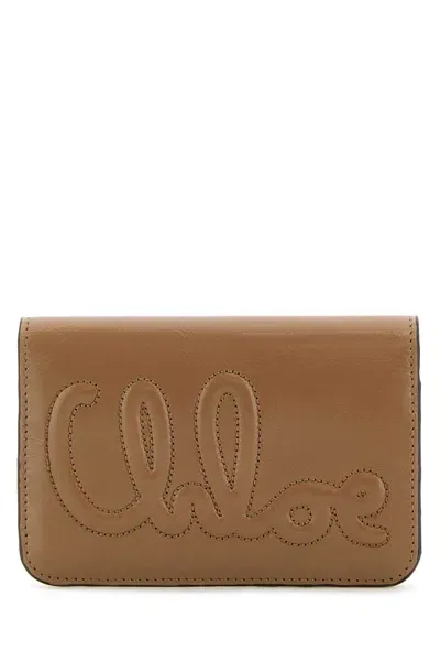 Chloé Antiqued Pink Leather Wallet In Woodrose