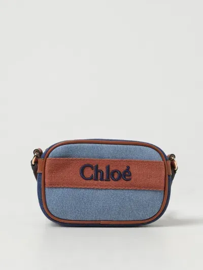 Chloé Kids Blue Embroidered Bag